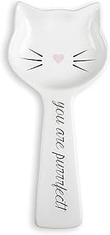White Ceramic Cat Spoon Rest: Kitten Spoon Rest for Stove or Countertop - Cute Kitchen Accessory