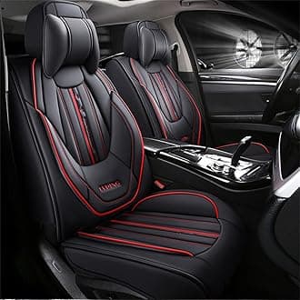 Luxury 5-Seat Car Seat Covers Fit for Escape Hybrid Full Set Cushion Leather Front Rear Seat Protectors Non-Slip Waterproof Durable Vehicle Seat Covers with Headrest(Black)