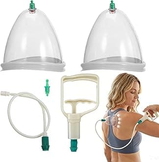 Ciieeo Vacuum Cupping Cup Hand Pump Set Breast Vacuum Cupping Buttock Lift Body Massage Cupping Set for Massage Therapists Cupping Machine Accessories for Women Ladies White