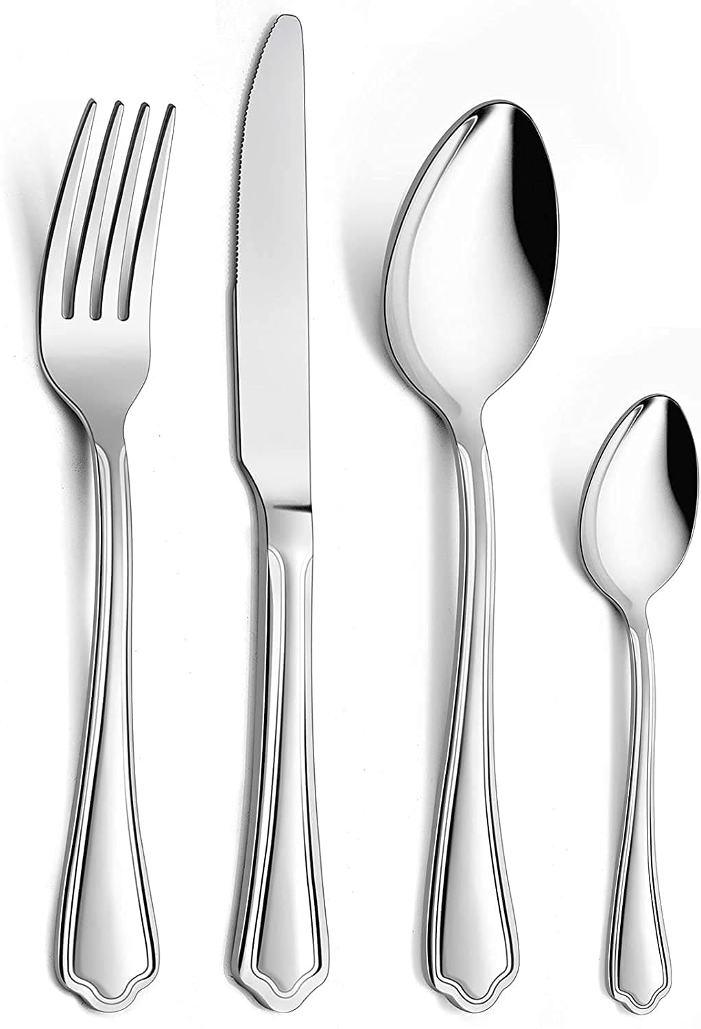 YORKING Cutlery Set 32 Piece Stainless Steel Flatware Sets Include Knife Spoon Fork Teaspoons Set Mirror Polished Service for 8 - Home Family Party Kitchen Gift
