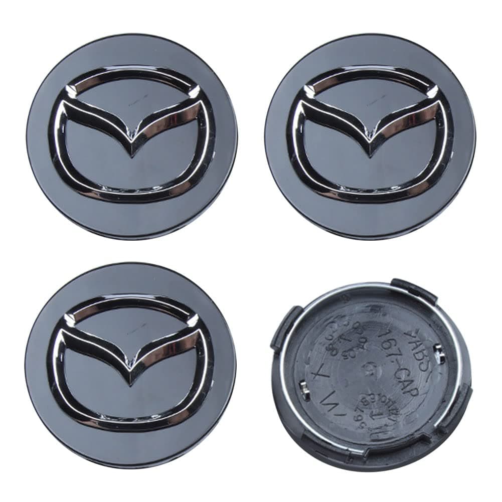 4PCS Wheel Center Caps for Mazda CX-5 CX-7 CX-8 M6 MX5 RX7 RX8 A8 CX9 X MX, 56mm/2.2" Car Wheel Hub Caps ABS Rim Center Hub Cover (Black)