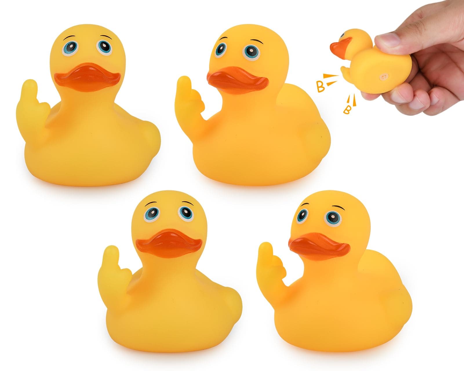 4 Pieces Middle Finger Rubber Ducks 2.17" Funny Rubber Ducks Giving The Middle Finger for Ducking Cool Dashboard Decorations Car Accessories