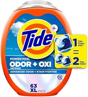 Odor Defense + Oxi Laundry Detergent Pacs, Original Scent, 63 Count, Advanced Odor + Stain Fighter