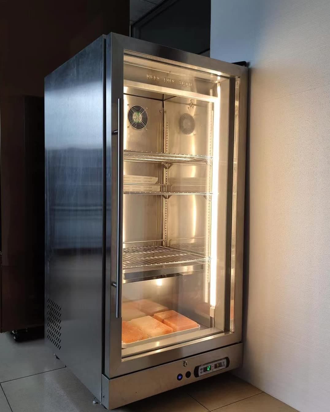 Kolice Commercial Aging Beef Showcase Freezer, Steak Aging Machine, Beef Display Showcase Freezer-268L,4 Tiers,Temperature: -5℃~ to 10℃ (23℉ to 50℉), Smart Temperature and Humidity Controller