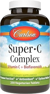 CarlsonSuper-C Complex, Vitamin C + Bioflavonoids, Immune Function & Optimal Wellness, Antioxidant, 250 Vegetarian Tablets