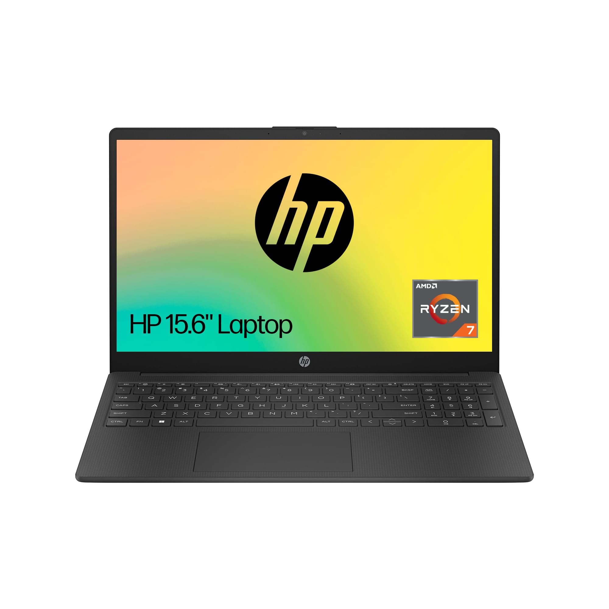 15.6" Laptop, AMD Ryzen 7-7730U Processor, 8 GB RAM, 512 GB SSD, AMD Radeon Graphics, FHD Display, Up to 10hrs battery, Win 11, Dual Speakers, Jet Black, 15s-fq5021sa