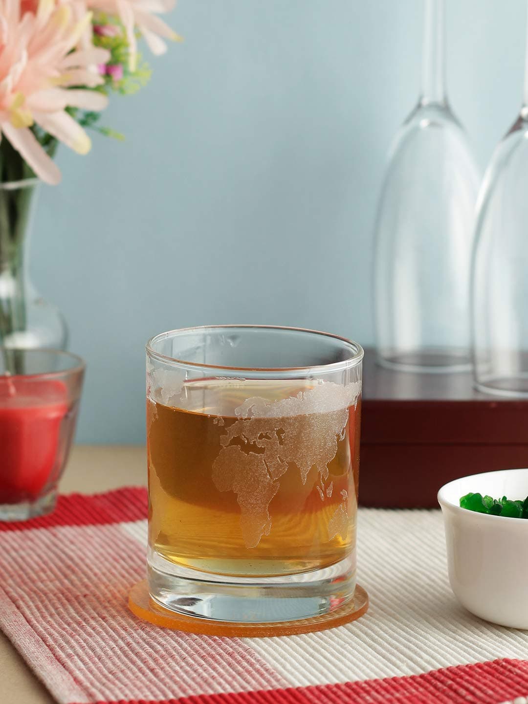 Incrizma Personalized Etched Globe Cocktail Glass Engraved with Your Custom Text 1 Pc Pack (1, Engraved World Map)