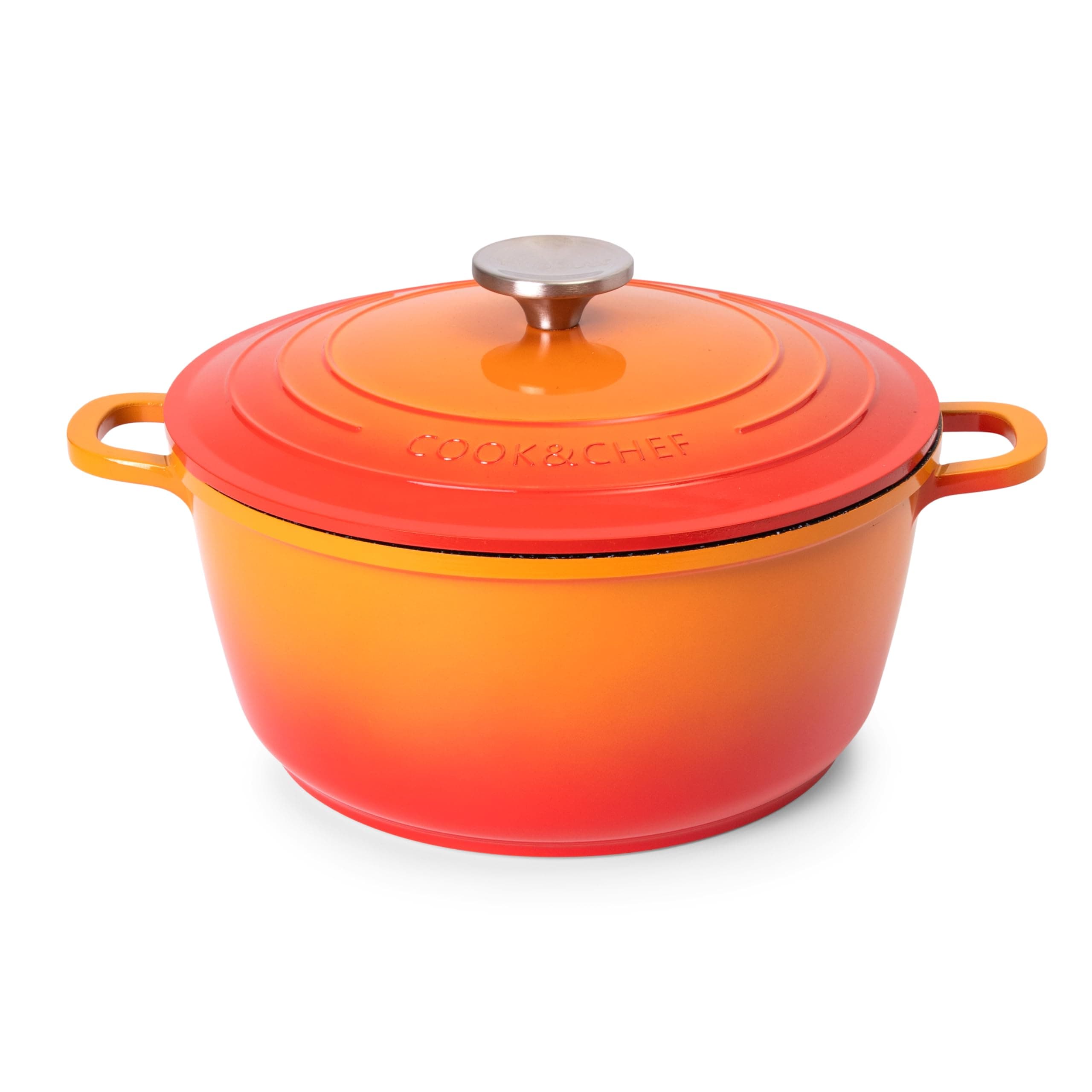 nuovva Casserole Dishes with Lid Oven Proof – Non Stick Deep Dutch Oven – Induction Cooking Pot – Oven Safe Aluminium Stockpot – 4L, 24cm, Orange – by Nuovva (00385)
