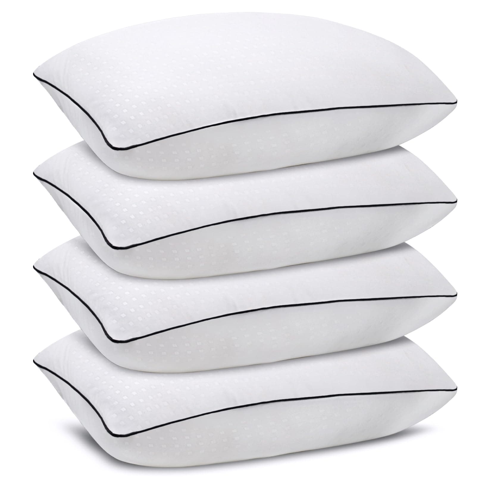 Standard Size Bed Pillows for Sleeping 4 Pack,Luxury Hotel Pillows,Comfortable and Supportive,Machine Washable,Suitable for Stomach,Back and Side Sleepers.