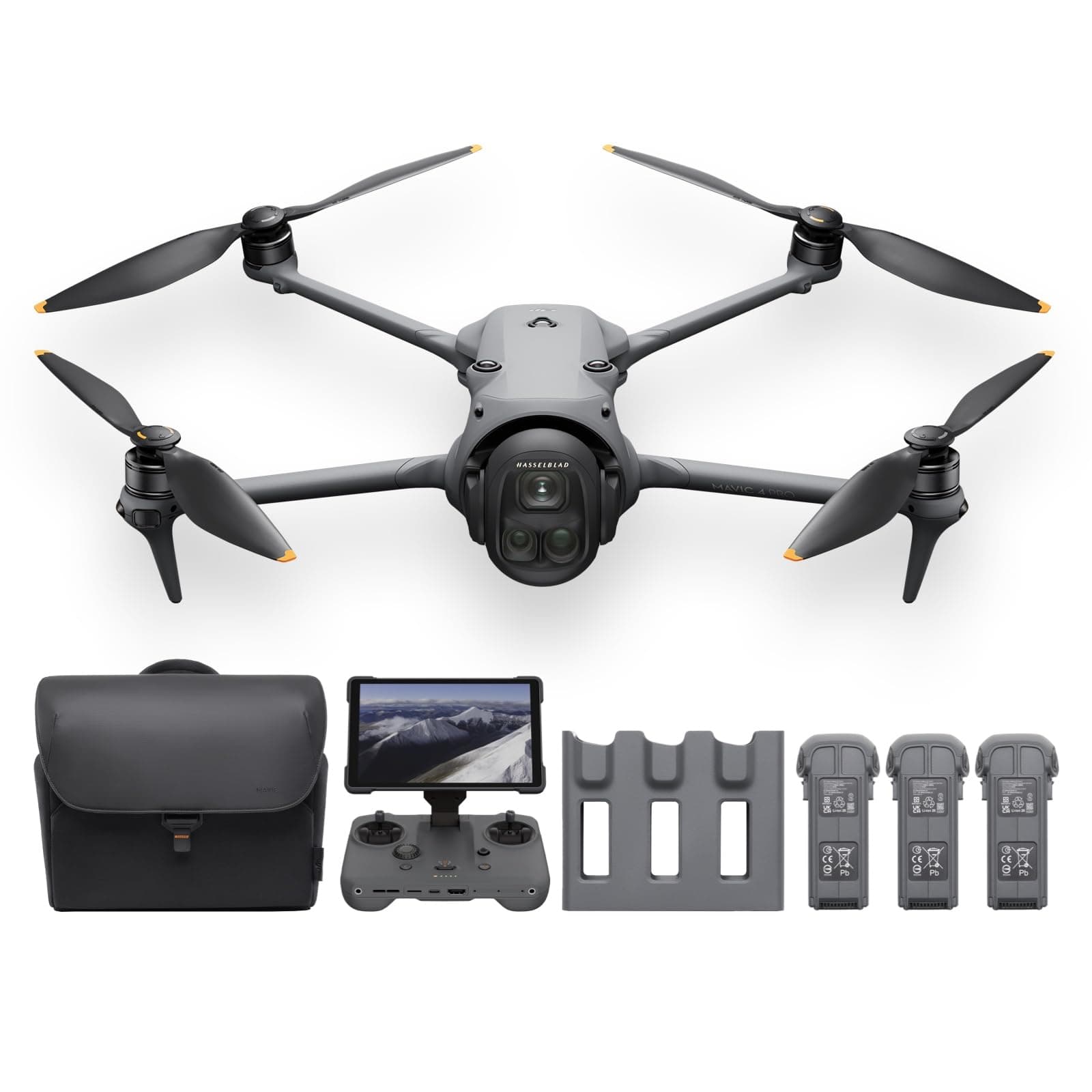 Mavic 4 Pro Drone, 512GB Creator Combo (DJI RC Pro 2 Included) 100 Million Pixels 4/3 CMOS 3 Eye Camera Drone with Hasselblad Camera Up to 51 Minute Flight Time (3 Batteries) with Charging Hub