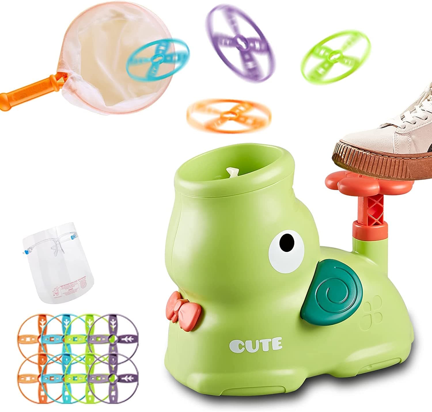 Flying Discs Launcher for Kids, Pop-up Flying Saucer Backyard Games and Activities for Children and Family,Outdoor Indoor Rocket Launcher Chasing Game for Kids Ages 3-12 (A)