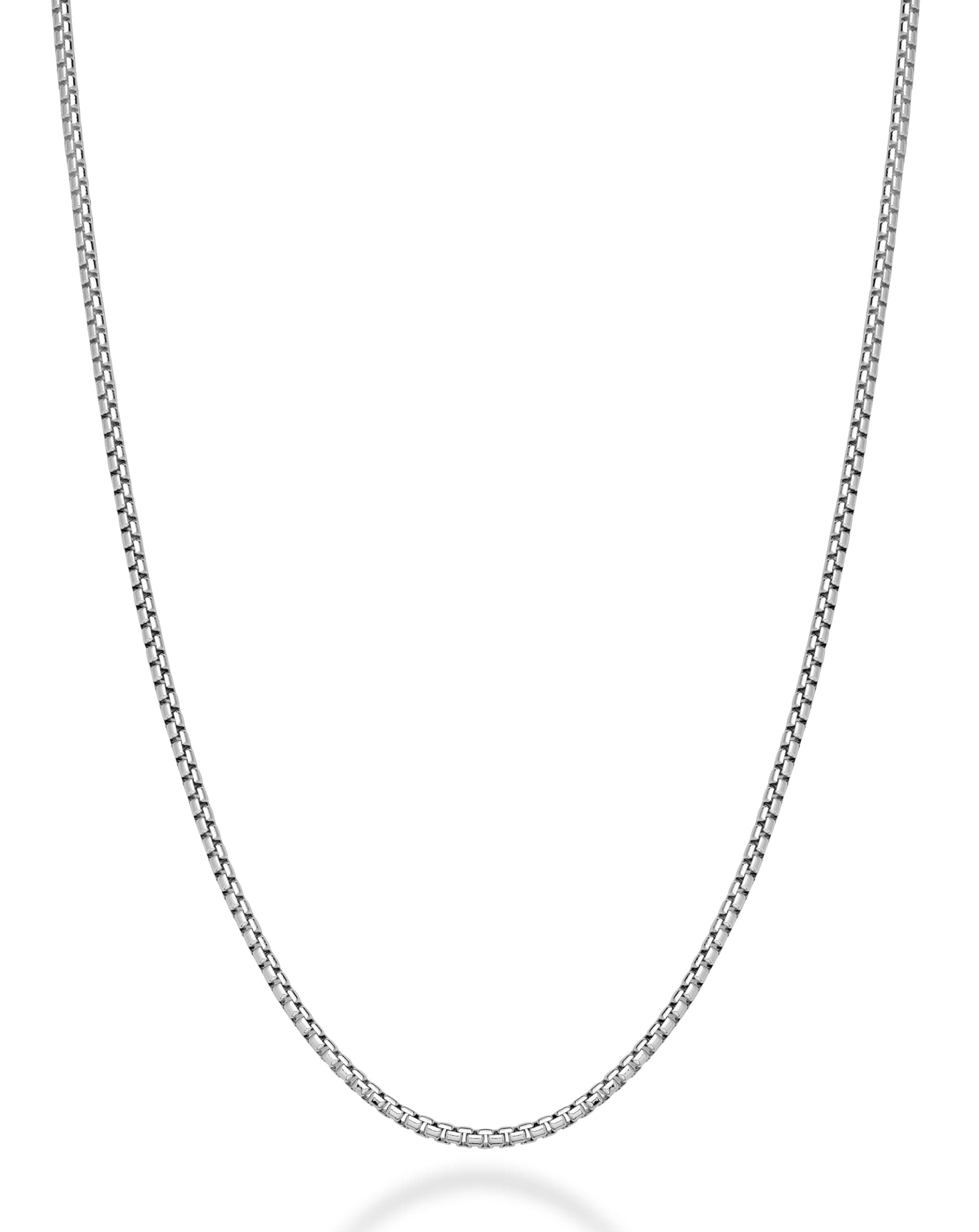 Miabella Italian 925 Sterling Silver Solid 2mm Round Box Chain Necklace for Women Men, Made in Italy
