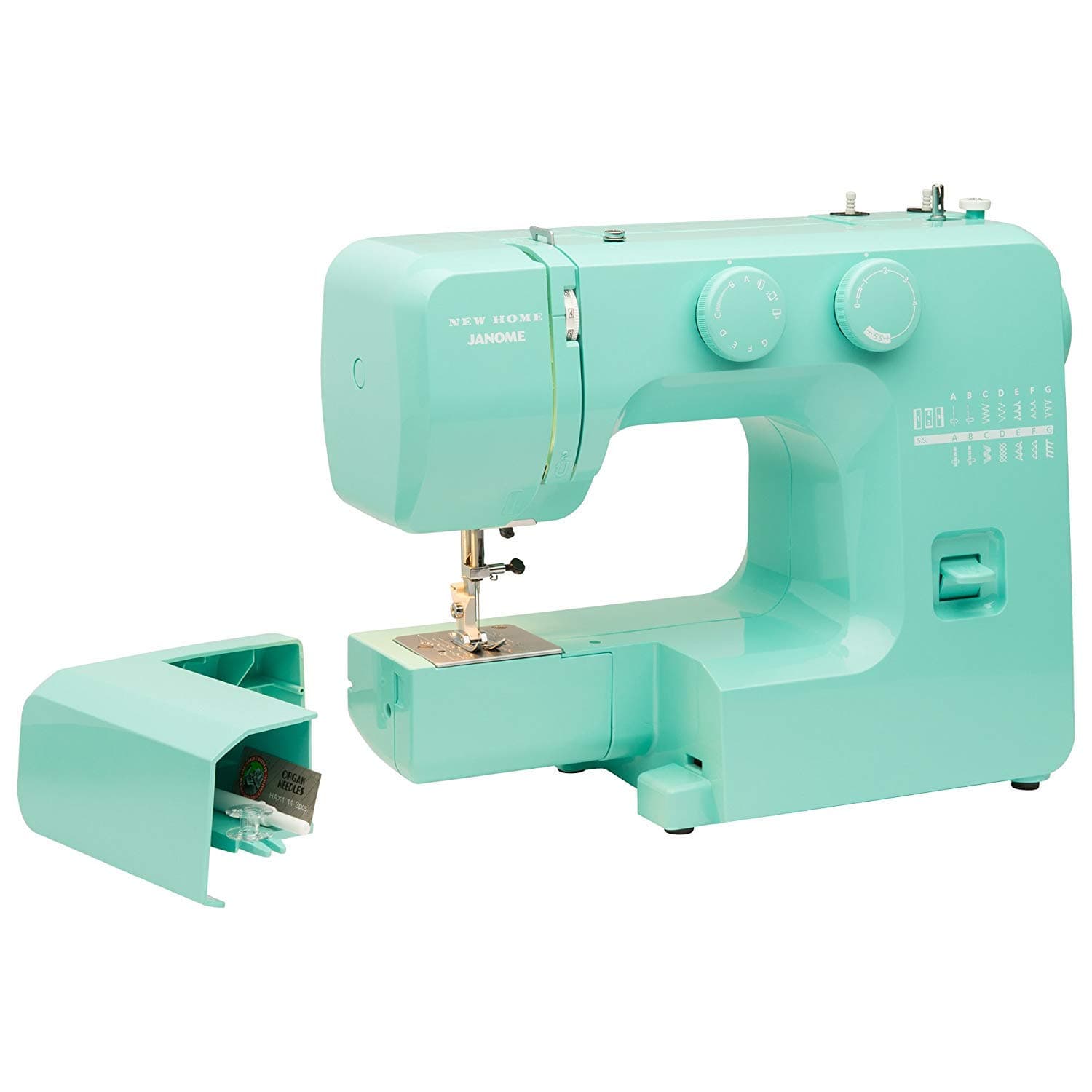 Janome Arctic Crystal Easy-to-Use Sewing Machine with Interior Metal Frame, Bobbin Diagram, Tutorial Videos, Made with Beginners in Mind!, Blue