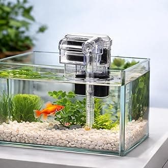 VAYINATO Mini Compact Transparent Hang On Filter | LY-401 | 2.5 Watts | 250L/Hr for Small Aquarium Fish Tank Upto 30Cm and for Bowl with Adjustable Flow Controller by Petzlifeworld