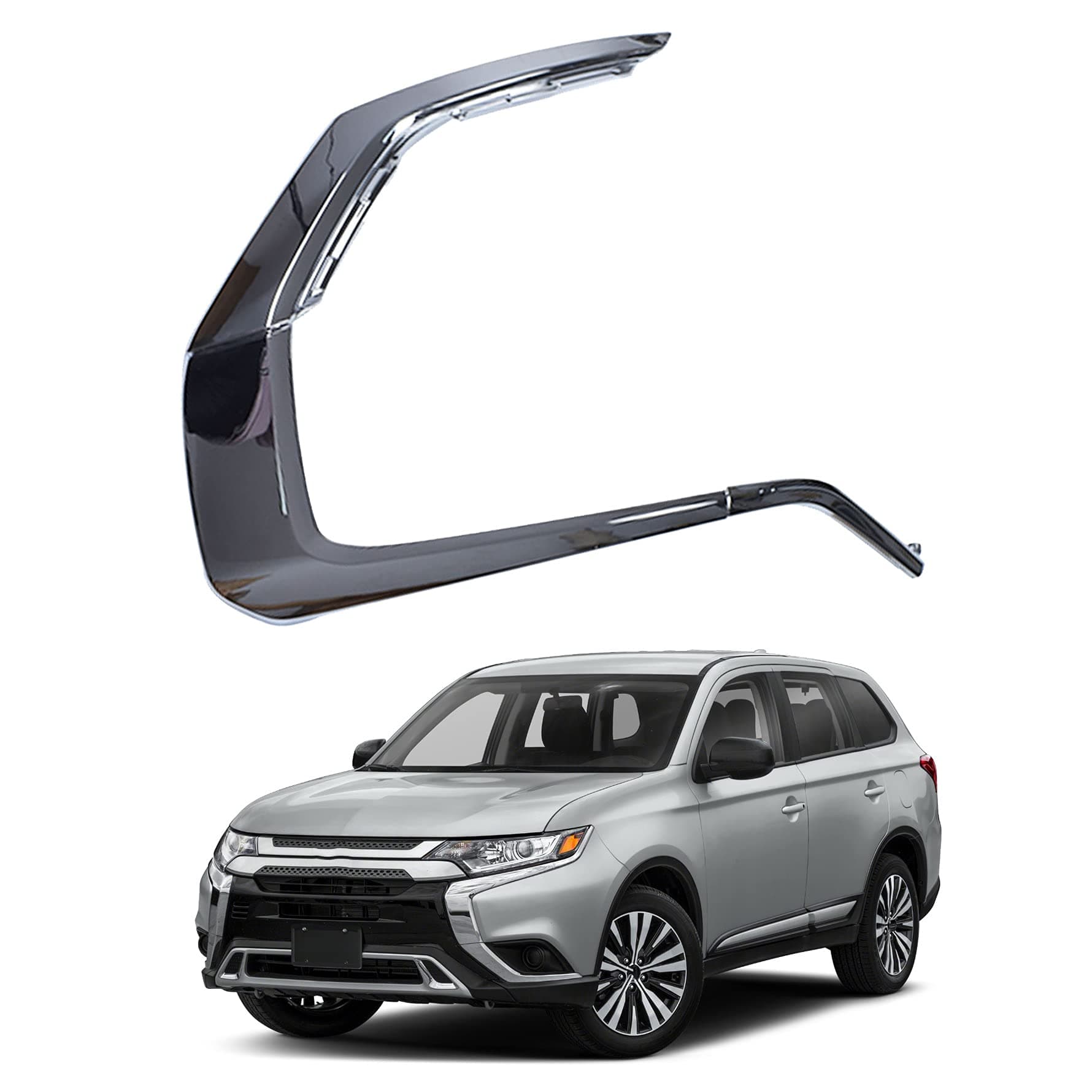 munirater Right Front Bumper Chrome Trim Molding Strip Replacement for 2016-2019 Mitsubishi Outlander MI1047103 MI1047104