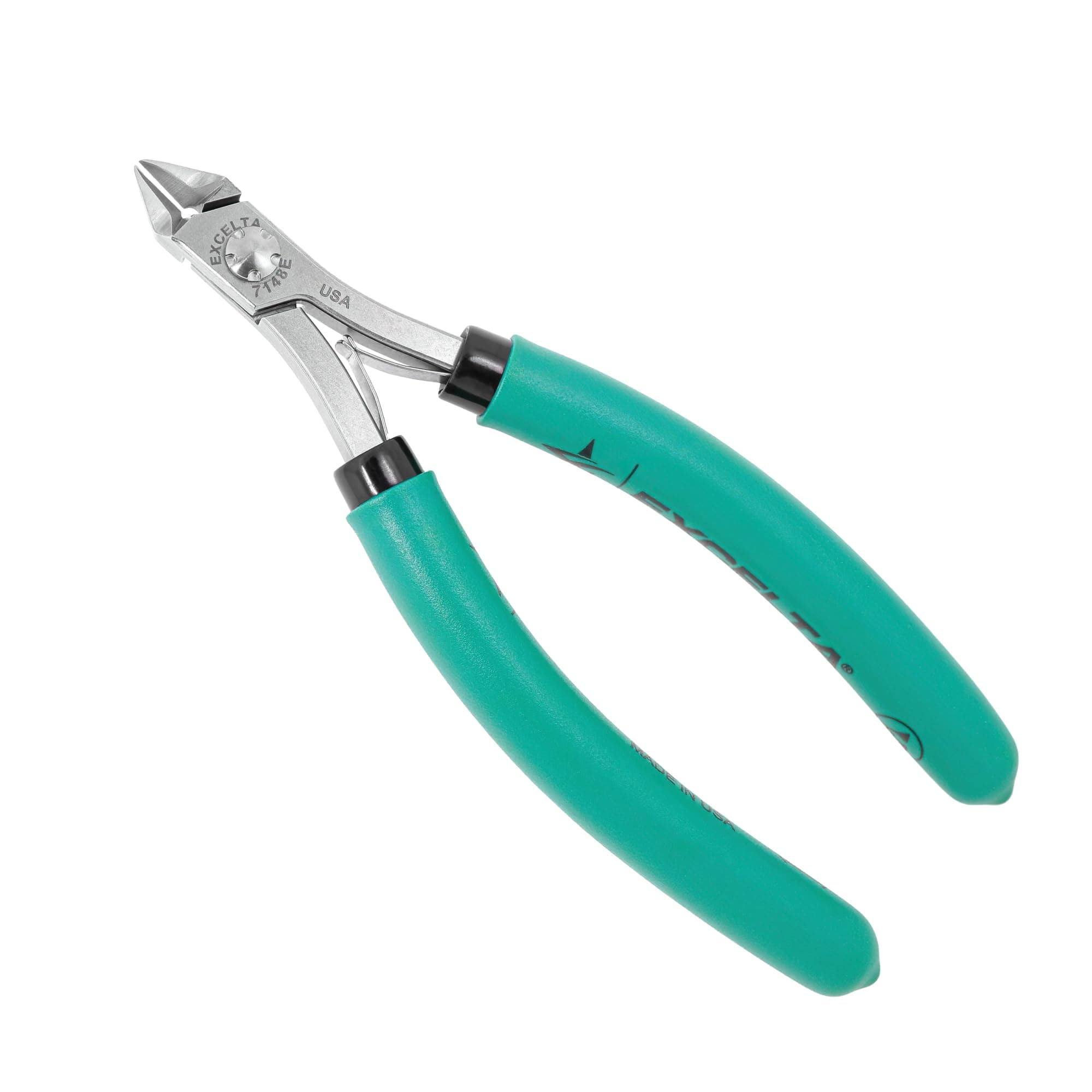 Excelta 7148E Lazer Line Medium Taper Relieved Head Cutters, Carbon Tool Steel, Laser Flush Cut Design for Precision, Soft Wire Cutting, Cushioned Foam Grips, Made in USA, Elite