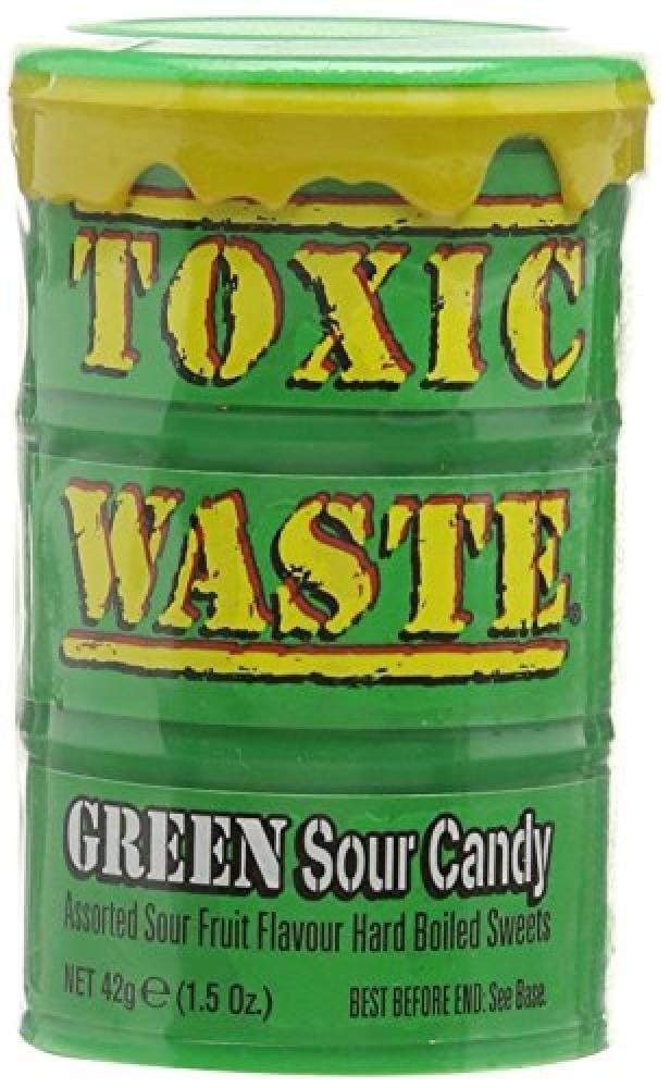 Toxic Waste Green Sour candy Assorted Sour Fruit Flavour Hard Candy 42g