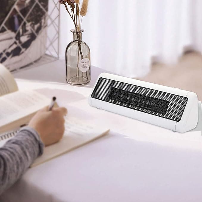 Mini Desktop Space Heater, Low Noise and Low Power Consumption Portable Ceramic Heater, Personal Desk Heater Intimate Safety Protection, for Home and Office,White