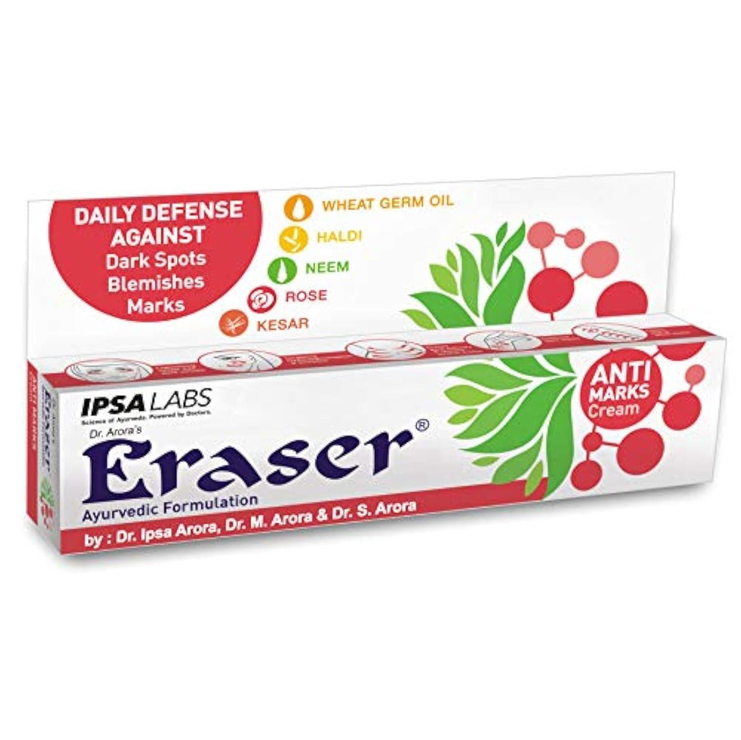 Eraser Anti Marks dark circle removal Ayurvedic Scars, Spots Tan remover Cream Pimple Marks anti ageing, Stretch Marks, Pigmentation, Blemishes, Wrinkles, men & women 15g