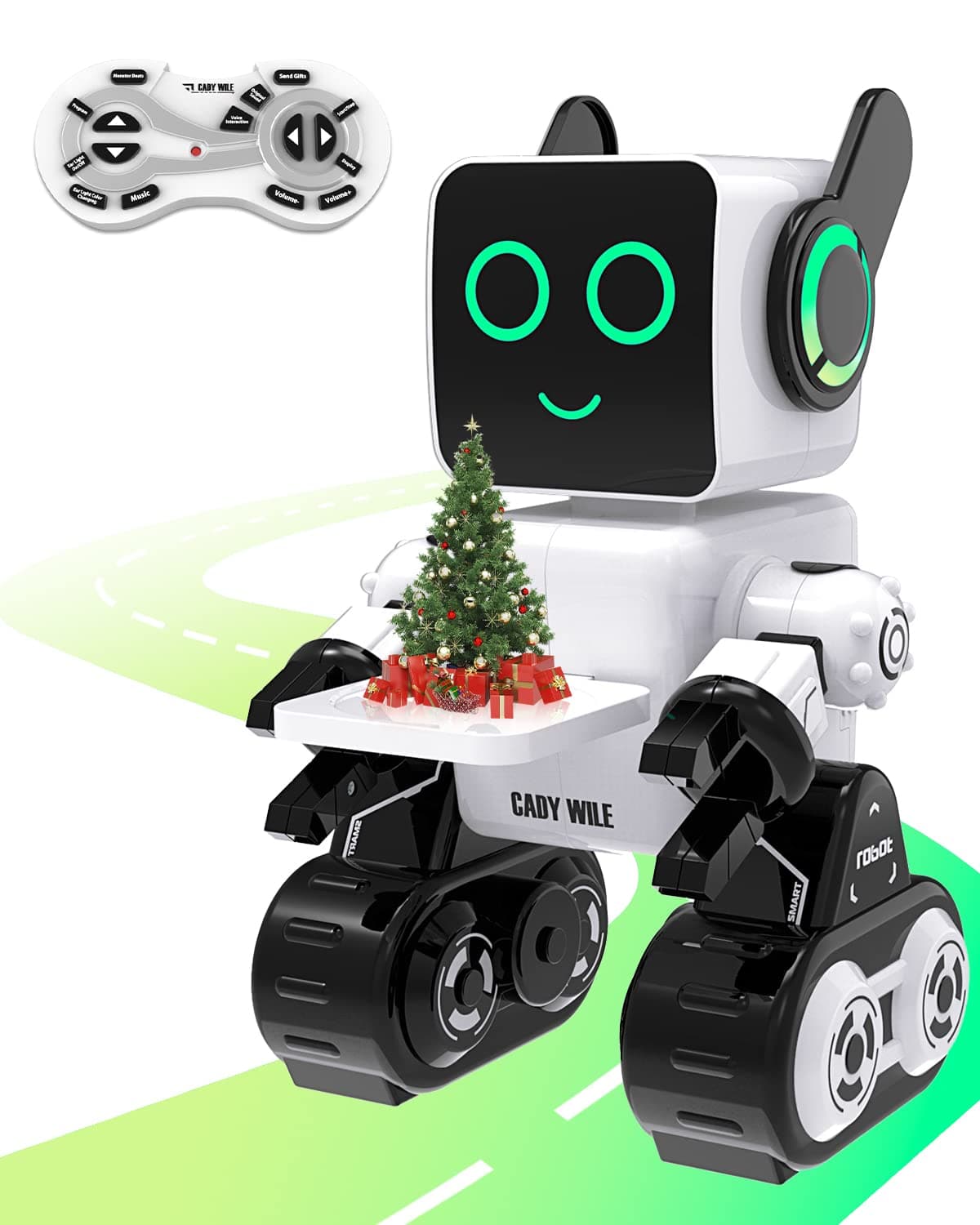 okk Robot Toys for Kids, Programmable Remote Control Robot, Interactive Toys with Coin Bank, LED and Tray, Walking Talking Singing Dancing Gift for Boys Girl（White）
