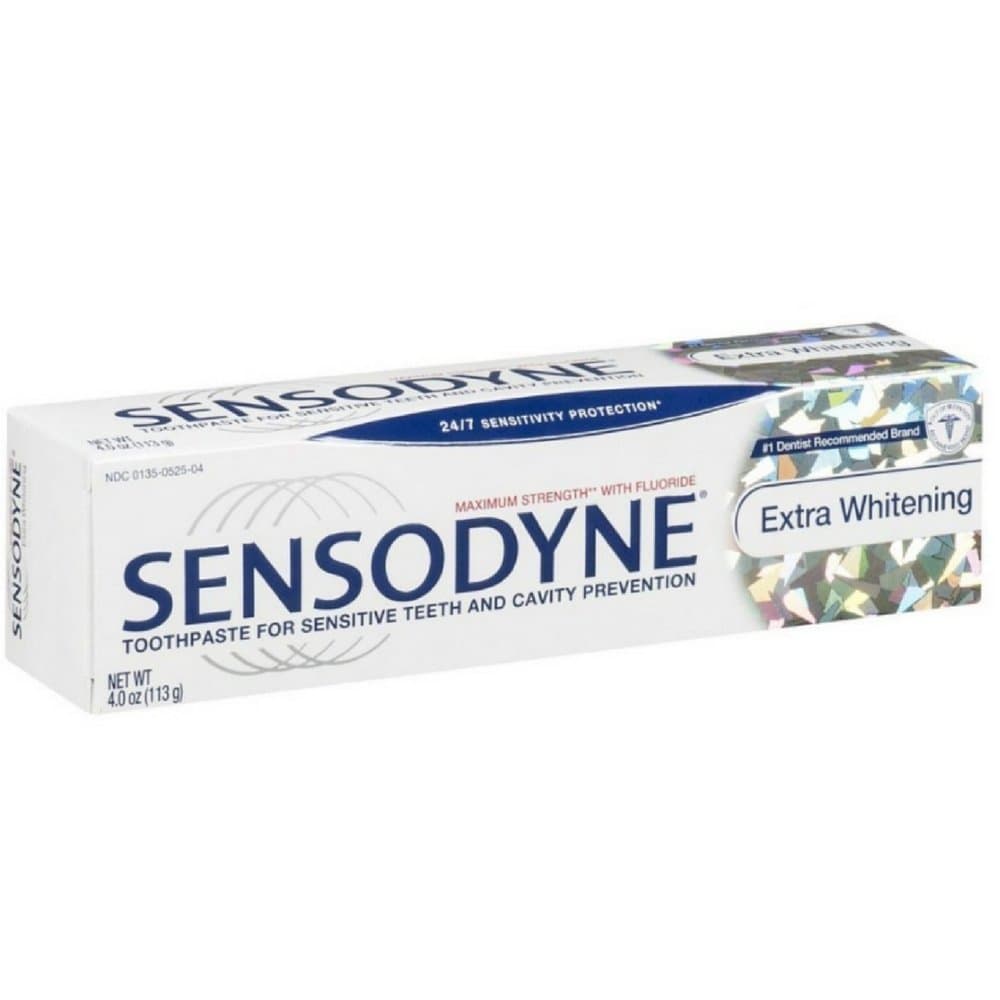 Sensodyne Toothpaste for Sensitive Teeth & Cavity Protection, Extra Whitening 4 Ounce (Pack of 2) (08416)