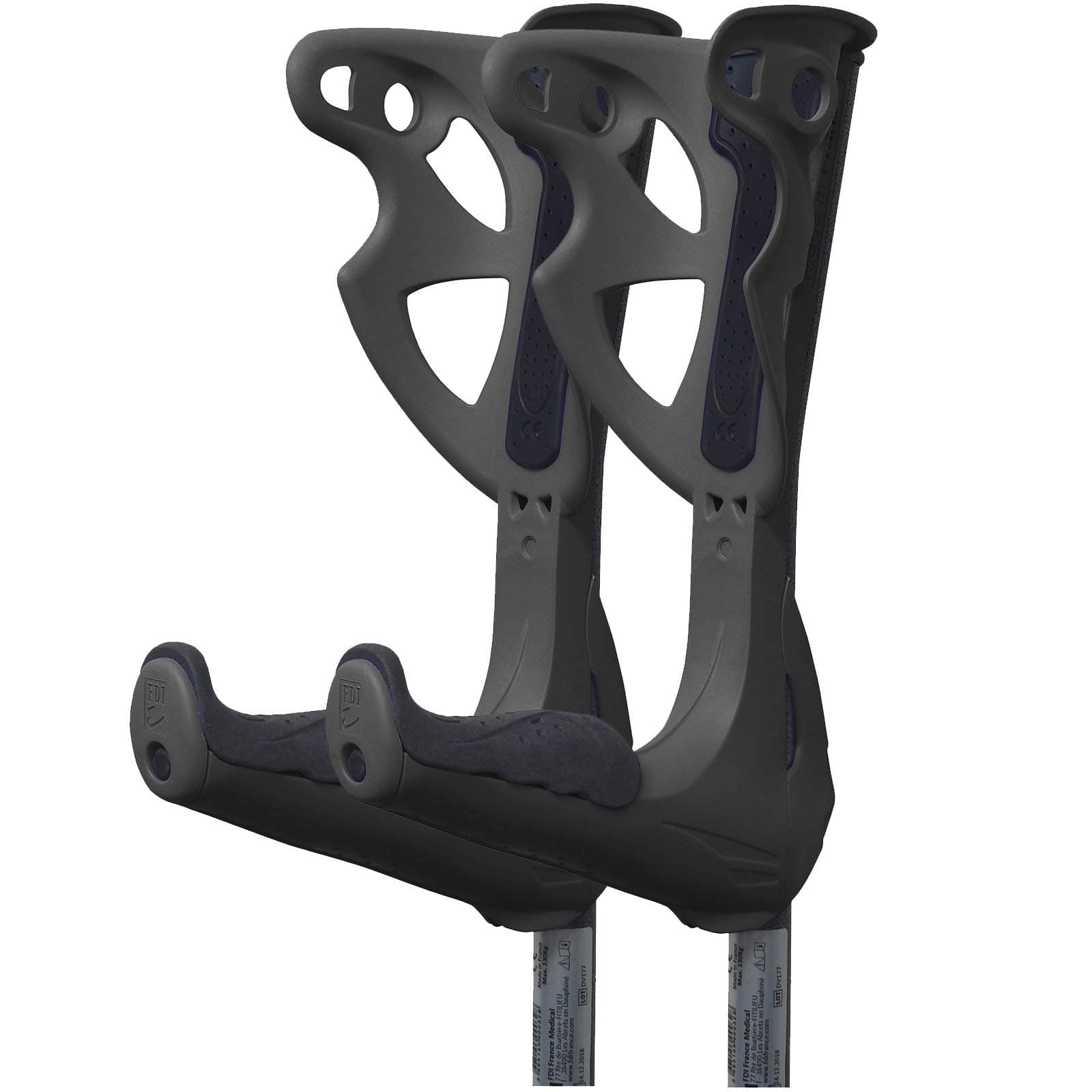 Premium Height Adjustable Lightweight Elbow Forearm Walking Black Crutches - Black Grips + No Extras