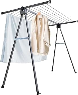 JS HANGER A Shape Clothes Drying Rack Folding Outdoor Clothesline, Heavy Duty Stainless Steel Laundry Drying Rack, Foldable Portable Clothing Dryer 46 Feet