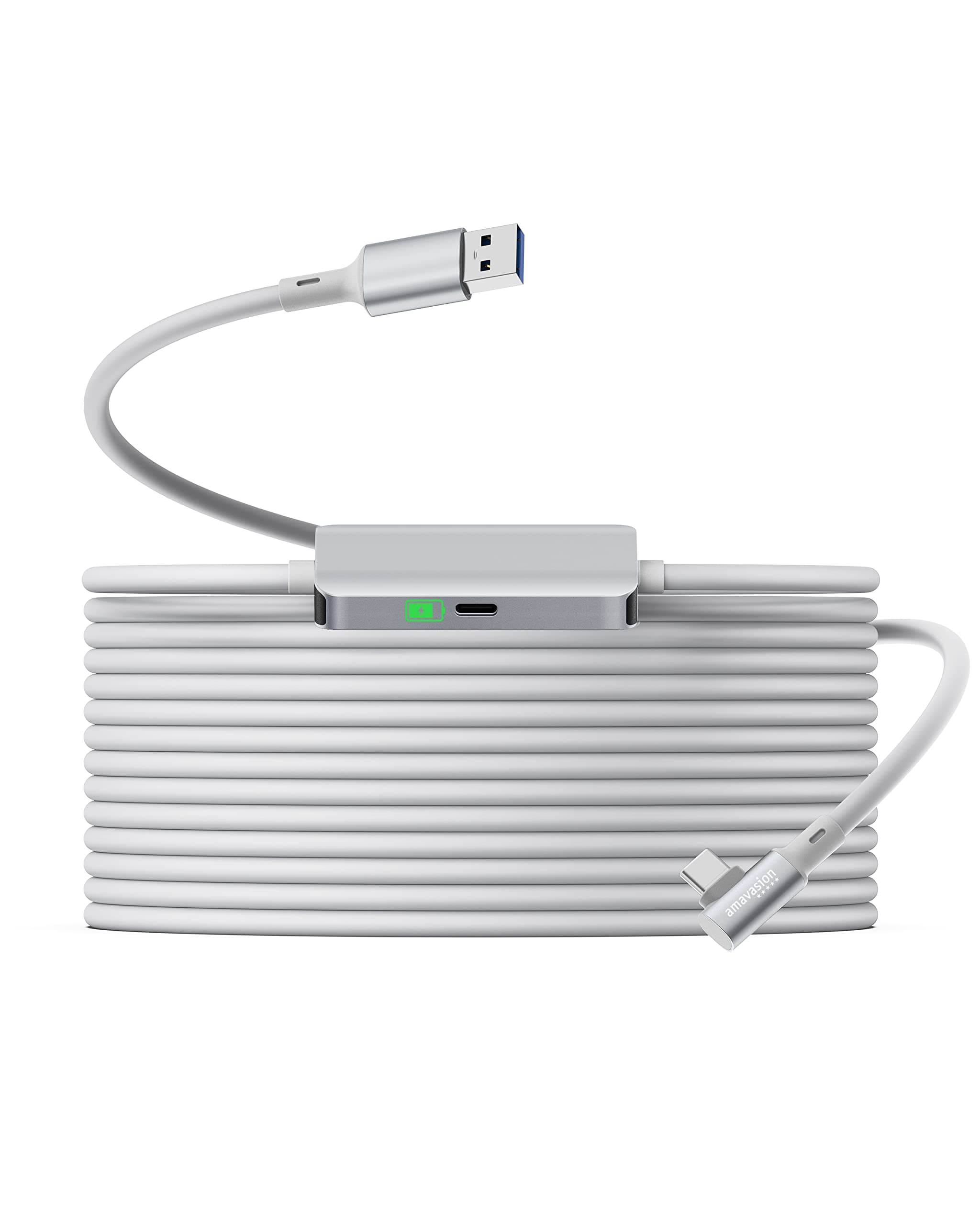 AmavasionPass Charging Link Cable 16FT Compatible with Meta Quest 3S/Quest 3/Oculus Quest 2/Pico 4 Accessories and PC/SteamVR,5Gbps USB 3.0 to USB C Cable-White