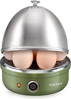 Electric Egg Cooker with Auto Shut-Off Stainless Steel Rack Tray Basket For Soft, Medium, Hard-Boiled Eggs, Poached, Custard & More, 7 Capacity, Retro Green