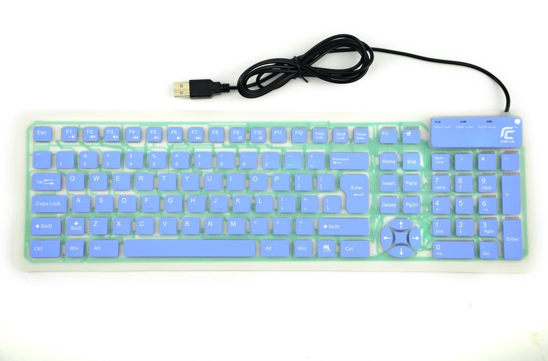 BXQINLENX KB-3110 Advance Foldable Roll up Silicone Keyboard With USB Cable Wire Waterproof Keyboard Dustproof Keyboard (107 Keys) For Computer PC Laptop Notebook etc.BLUE