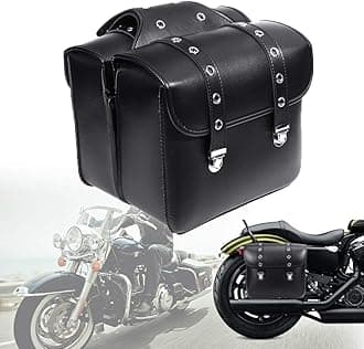 Vechkom Motorcycle Saddlebags Leather PU Saddlebags for Softailfor Scooter Honda Suzuki Yamaha Street Sportster