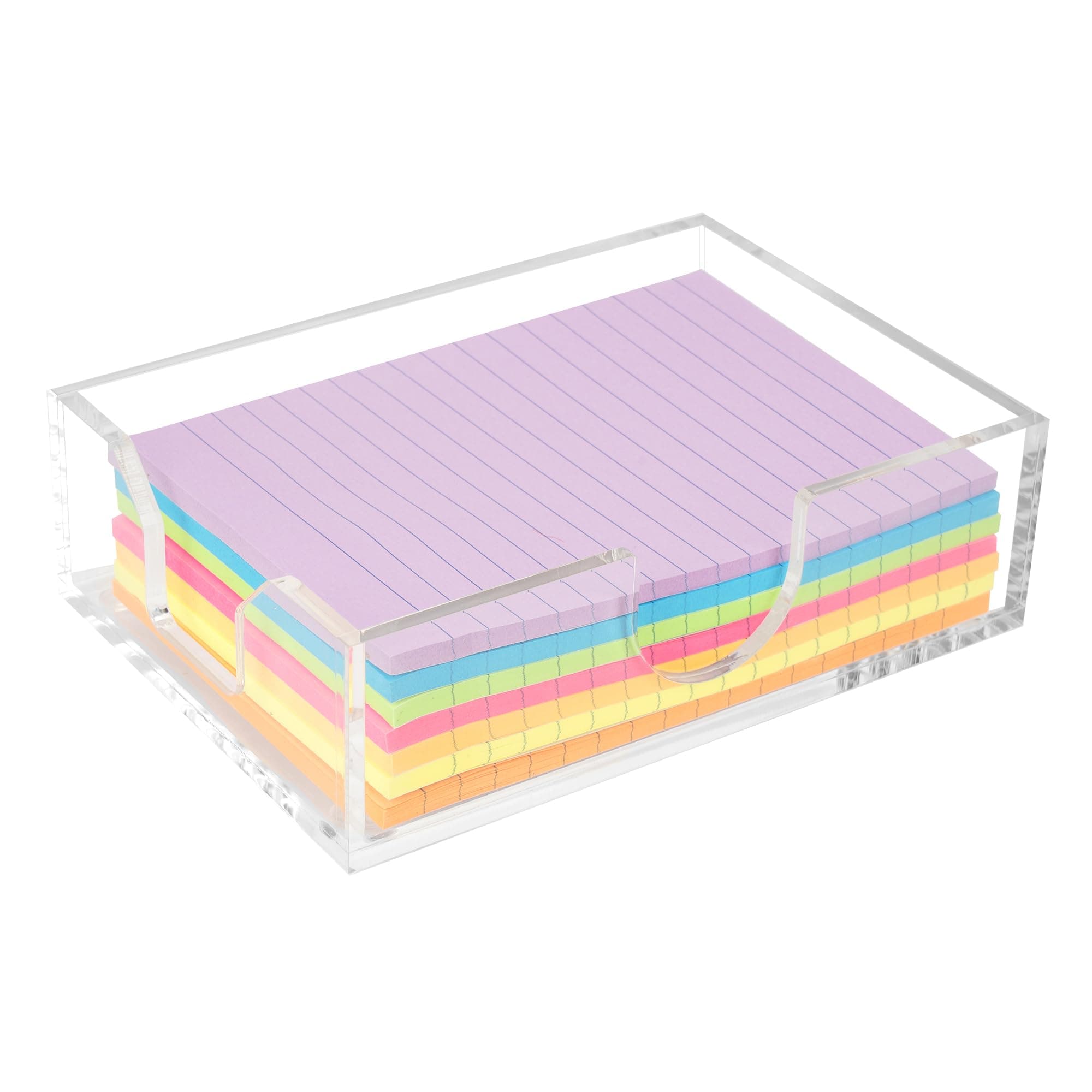 4x6 Acrylic Memo Holder with Sticky Notes for Desk, Clear Sticky Note Dispenser with Adhesive Notepad, 4x6 Acrylic Notepad Holder Desk Organizer for Office Home School (DP027)