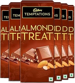 Cadbury Temptations Almond Treat Premium Chocolate Bar, 70 gram (Pack of 6)