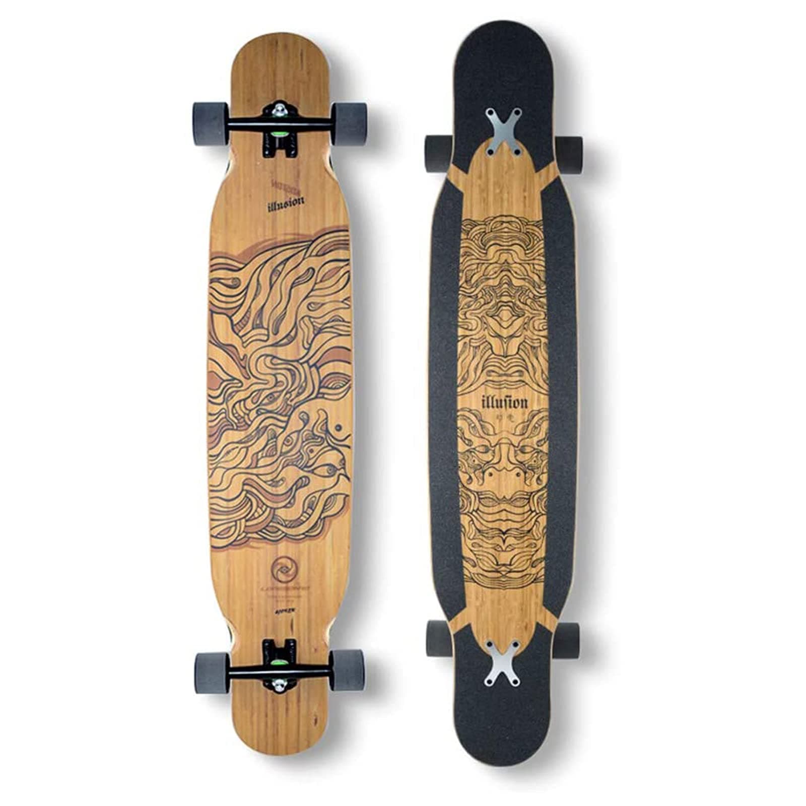 PST@ Pro Dancing Style Longboard Completes with Bamboo & Canadian Maple Mixed ,46inch Long Skateboard Set for Board Walking
