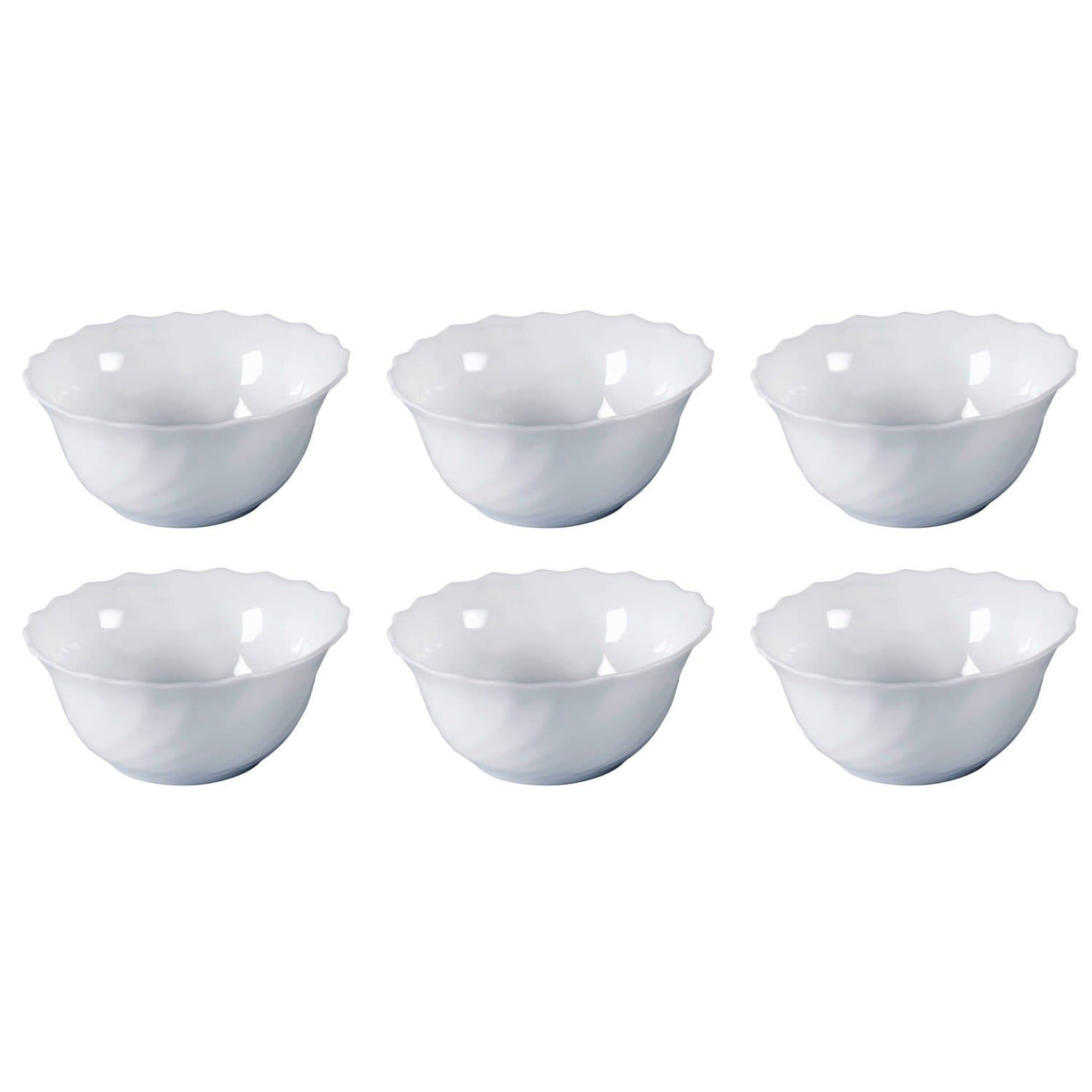 Luminarc Trianon E9672 Salad Bowl, Diameter 12 cm, Opal Glass, White, Set of 6