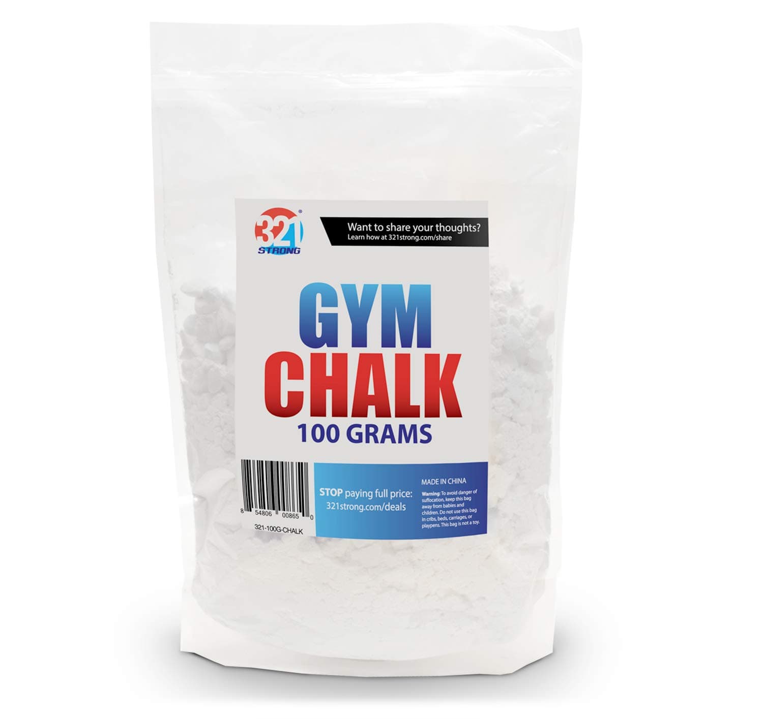 321 STRONG 300 Gram (10.58 oz) or 100 Gram (3.52 oz) Loose Gym Chalk - for Weightlifting, Rock Climbing, Kettlebells, and Gymnastics
