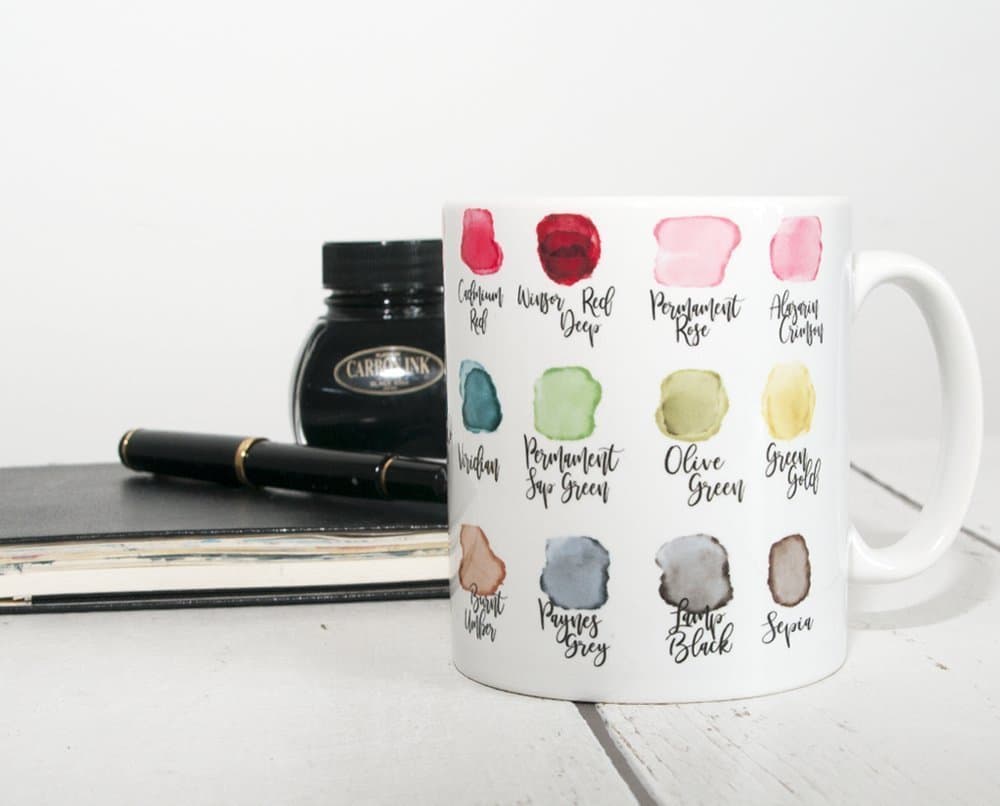 Mug for artist, Watercolour swatch Ceramic mug, Painter gift, unique coffee cup, paint chart, best friend gift, boyfriend mug, gift for painter, artist gift