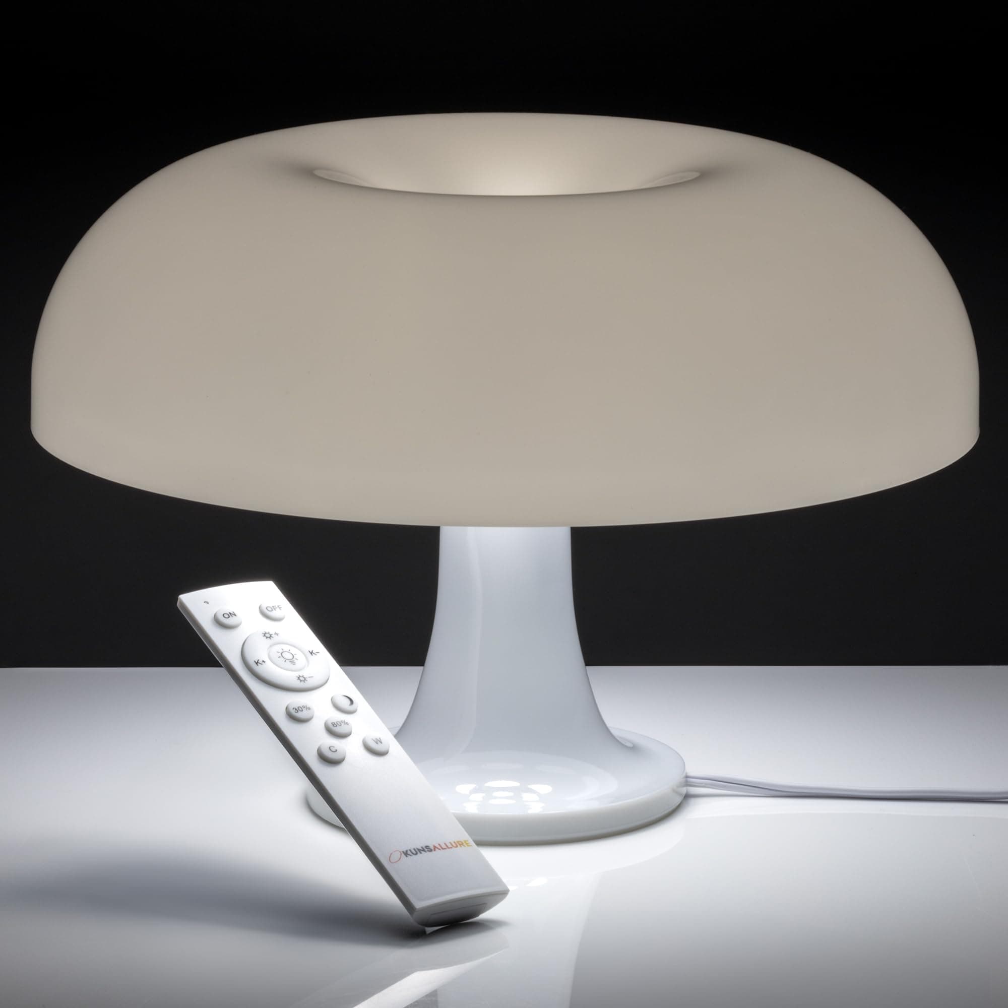 White Mushroom Lamp with 3 Lighting Modes- Vintage Collection Unique Lamps for Bedroom - Dimmable 70s Retro Mid Century Modern Donut Lamp for Bedroom