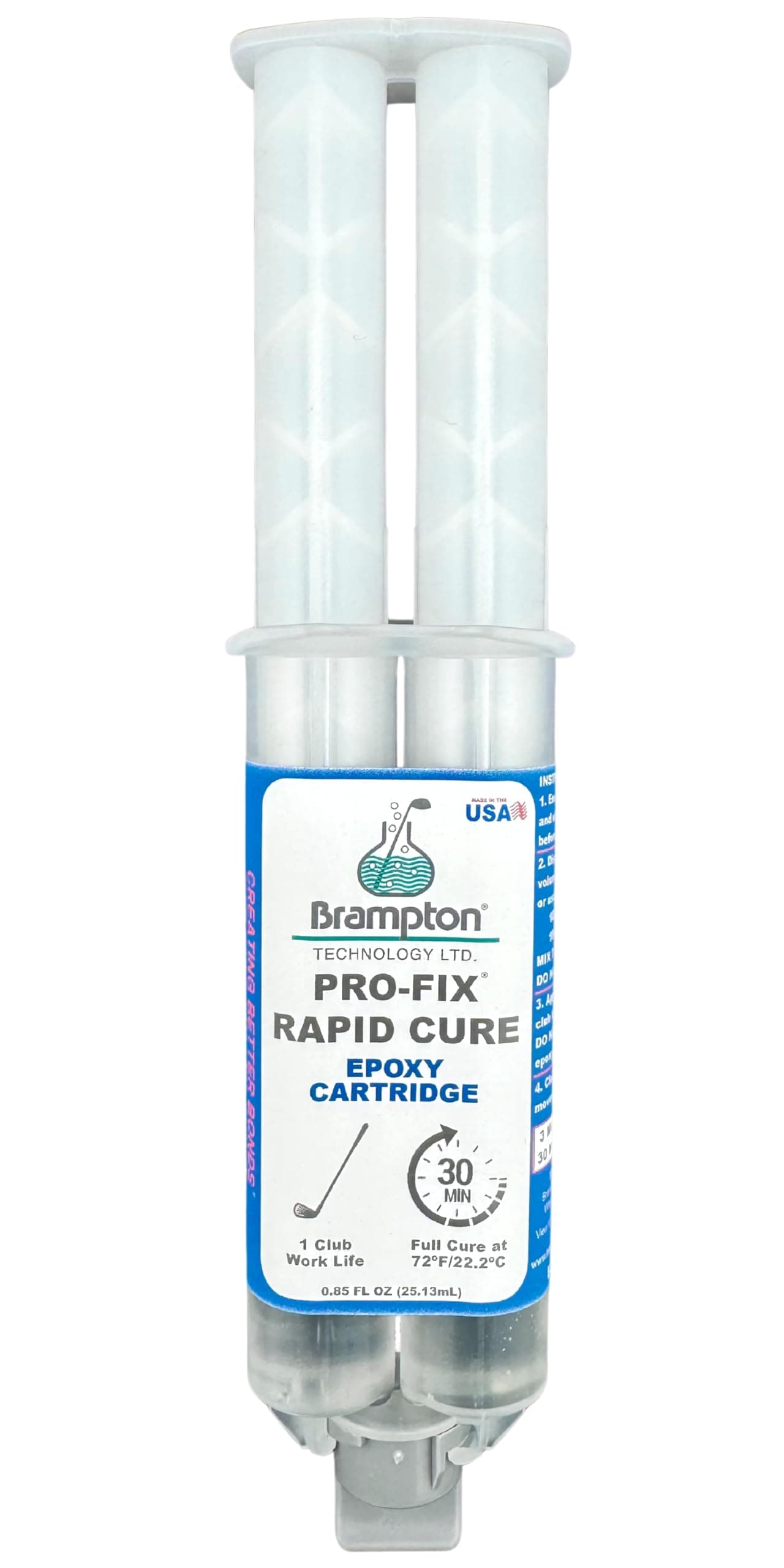 Brampton PRO-FIX Rapid Cure Golf Epoxy - Single Golf Club Repair - 10 Min Golf Club Repair - Golf Epoxy for All Golf Shafts, Golf Heads, Drivers, Putters, and Irons - Engineered for The Golf Industry