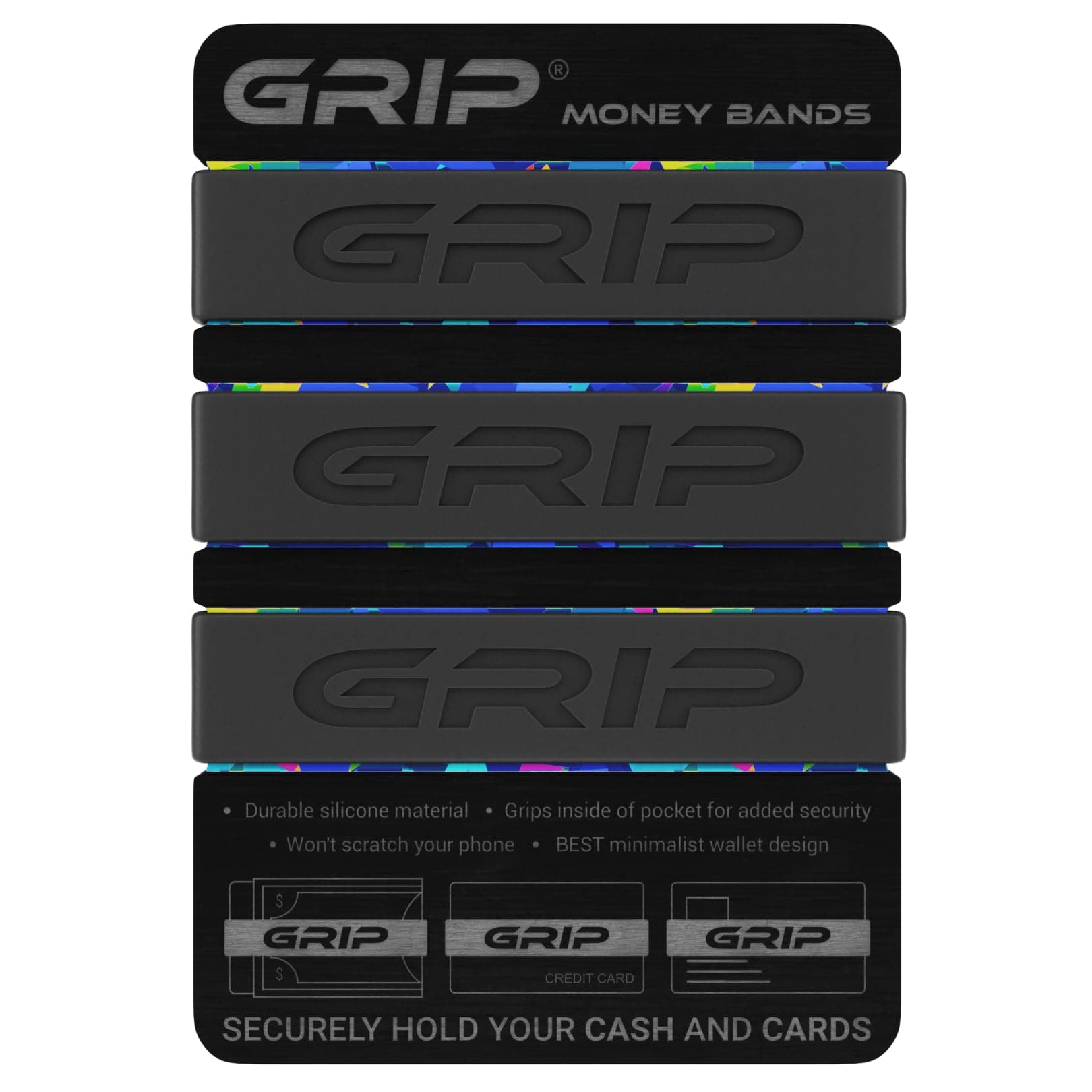 GRIP マネークリップ マネークリップ 3個セット ミニマリスト財布 US サイズ: Universal カラー: ブラック