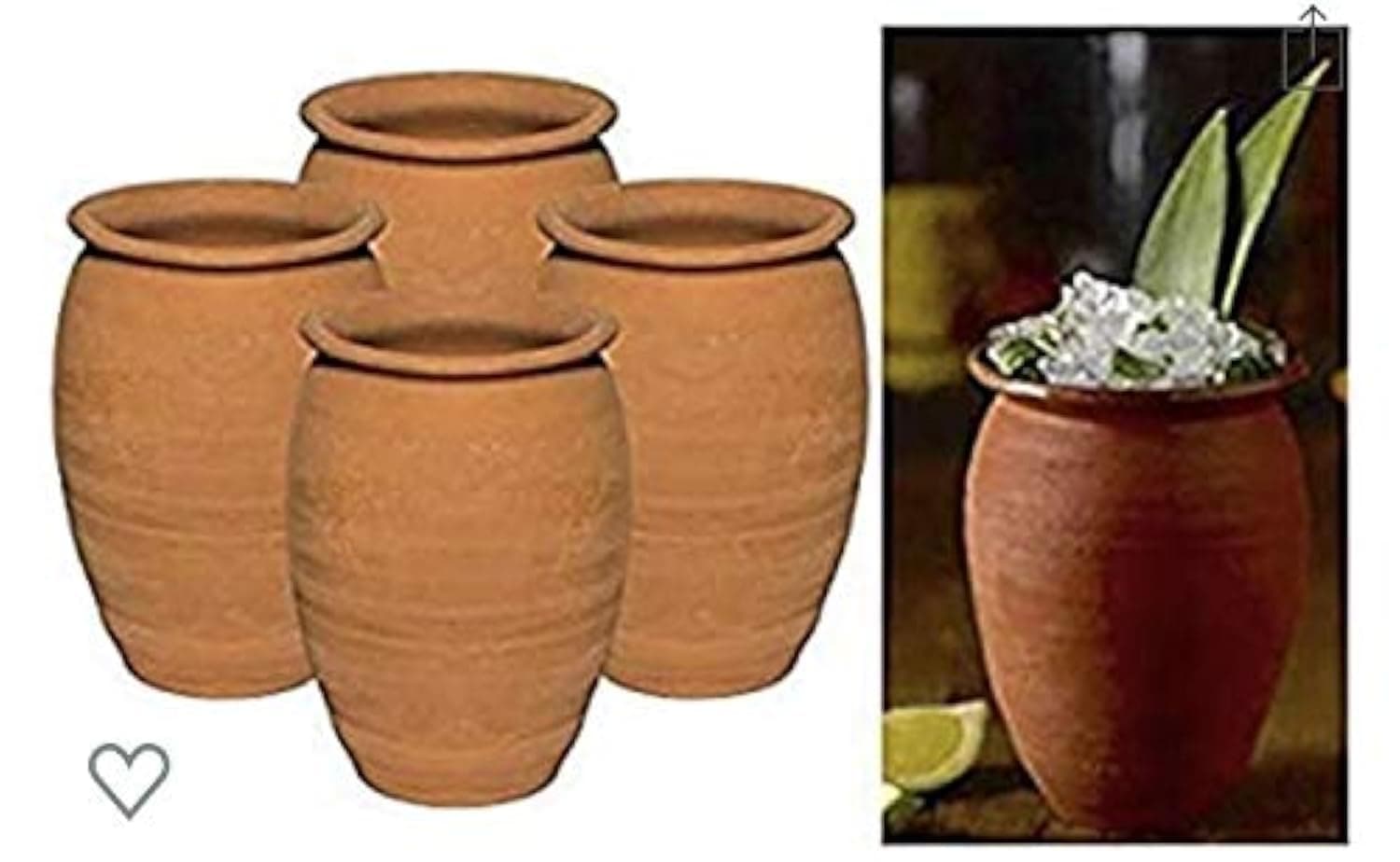 Made in Mexico Authentic Mexican Cantaritos Jarritos de Barro for Hot or Cold Beverages Drinks Natural Clay Mugs Cups, Set of 4