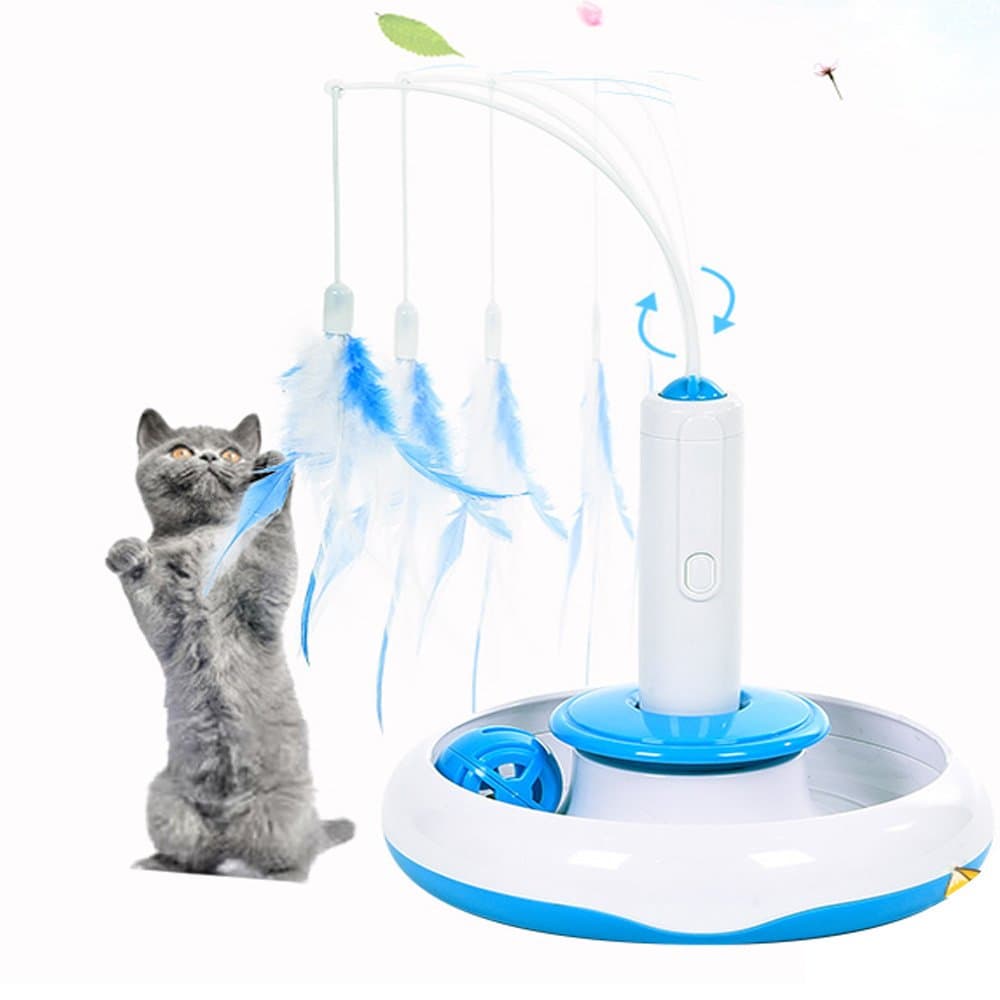 Track Cat Toys, Electronic Interactive Feather Wand Teaser Toy for Cat and Kitty by Adrance