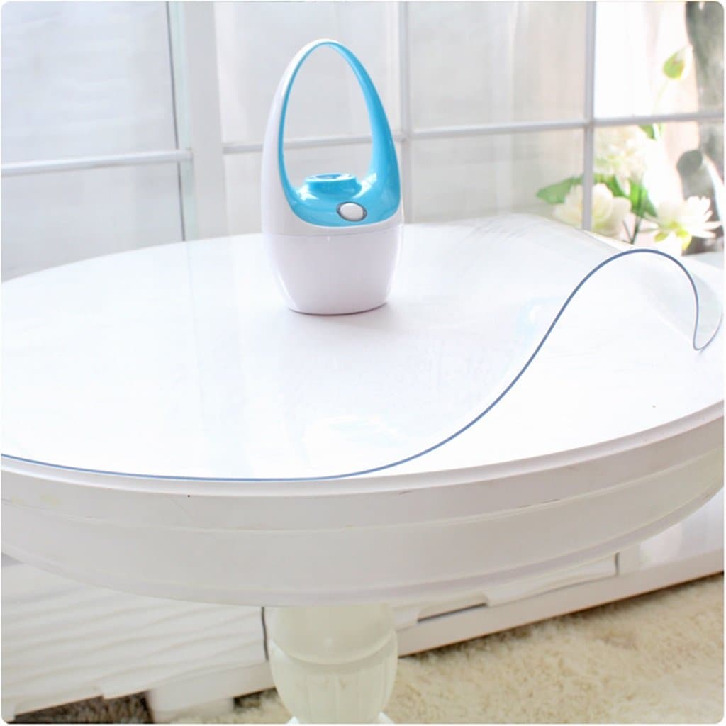 Qiao jin Tablecloth Round Table Cloth，Transparency PVC Casual Dining -PVC Vinyl Tablecloth Dining Kitchen Table Cover Protector (Color : Transparent 1.5mm, Size : Round 120cm)