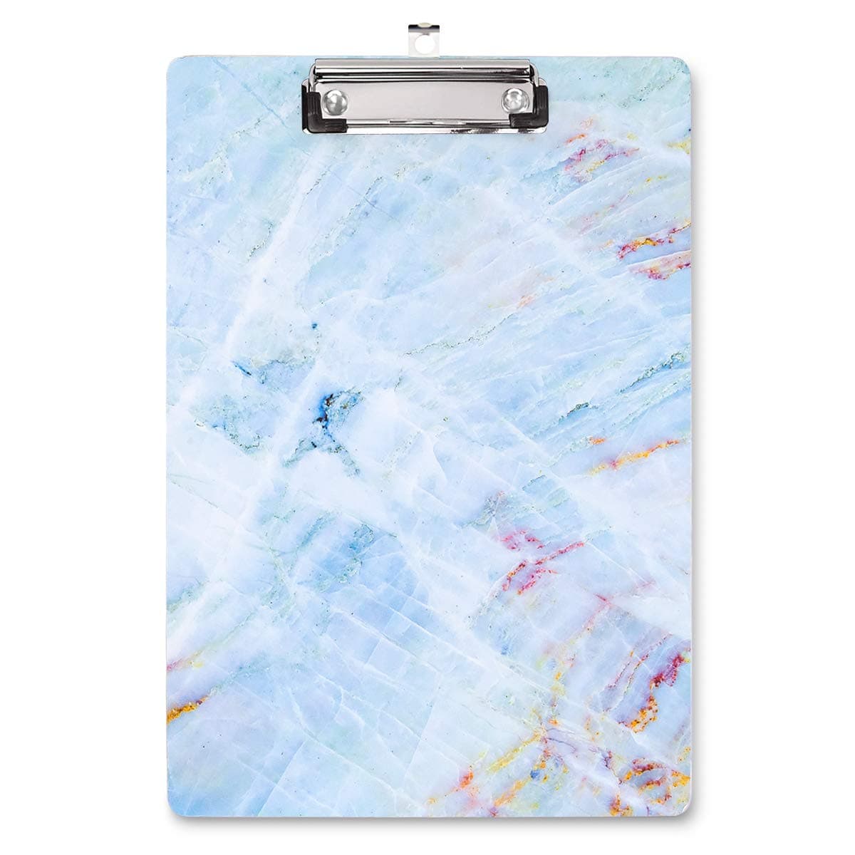 WAVEYU Decorative Marble Clipboard, Cute Hardboard Office Clip Board with Low Profile Clip for Office Use, Blue (12.5"x9")