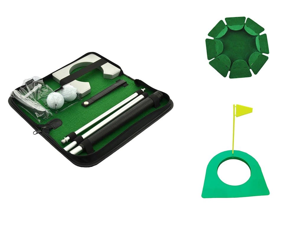POSMA PG020B Portable Golf Putter Set Kit with Ball Hole-Cup + All-Direction Training Plate + Practice Putting Cup
