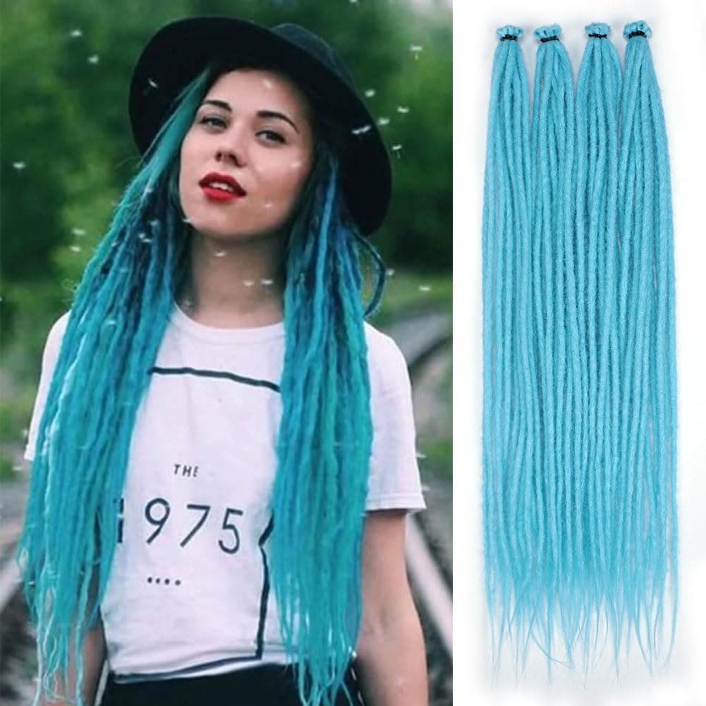 Kraler Mint Green Dreadlock Extensions, 22" Synthetic Crochet Dreads Extensions 100% Handmade Single Ended Dreads Thin 0.6cm Width Reggae Style Dreadlock for Girls(10 Strands)