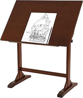 VISWIN 60 x 90 cm Wooden Drafting Table, Adjustable Angle, 86 cm Height Solid Pine Wood Artist Table for Drawing, Tilts Flat, Studio Art Craft Desk for Painting, Drafting, Writing, Reading