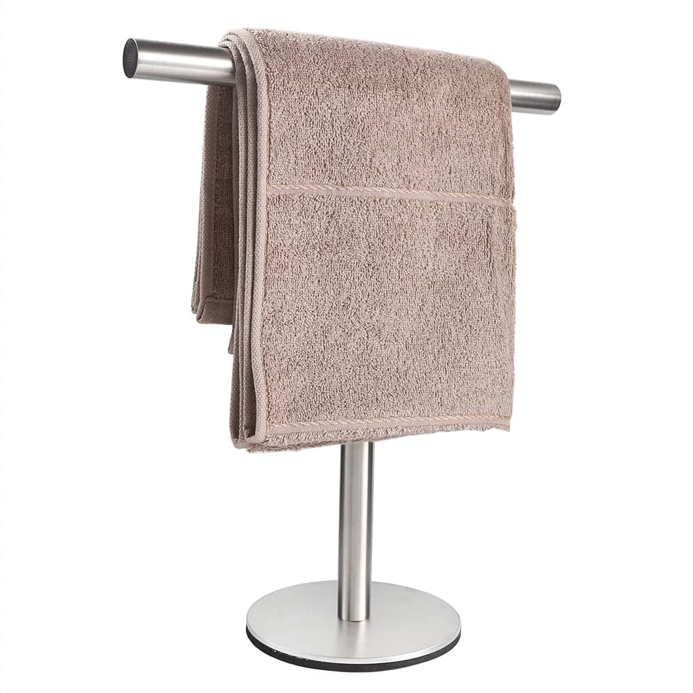 Bath Hand Towel Holder Standing, T-Shape Towel Bar Rack Stand, SUS304 Stainless Steel Brushed Finish,Tower Bar for Bathroom Kitchen Vanity Countertop