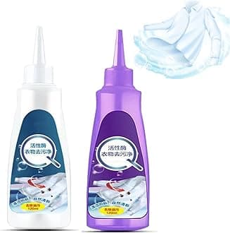 Active Enzyme Clothing Stain Remover - White Shirt Guardian, Active Enzymatic Laundry Cleaning, Stubborn Stains Cleaner, Clothes Oil Stain Remover, Clothing Quick Laundry Dry Cleaner (White + Purple)