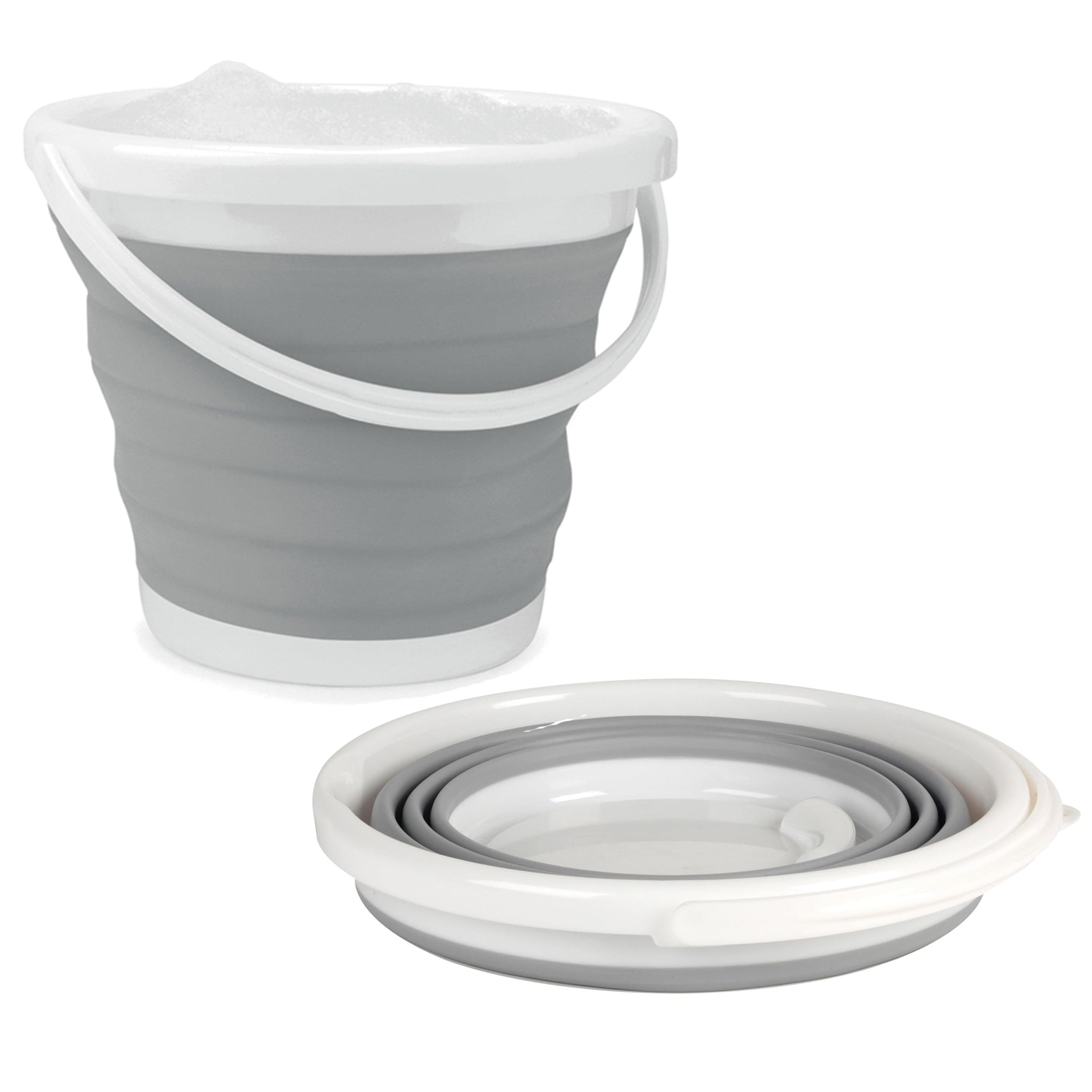 Beldray Collapsible Bucket - 10L Foldable Silicone Bucket, Sturdy Handle, Ideal for Travelling & Fishing, Space-Saving Design, Multi-Purpose Bin, Portable Home Cleaning, Camping, Water Basket, Grey